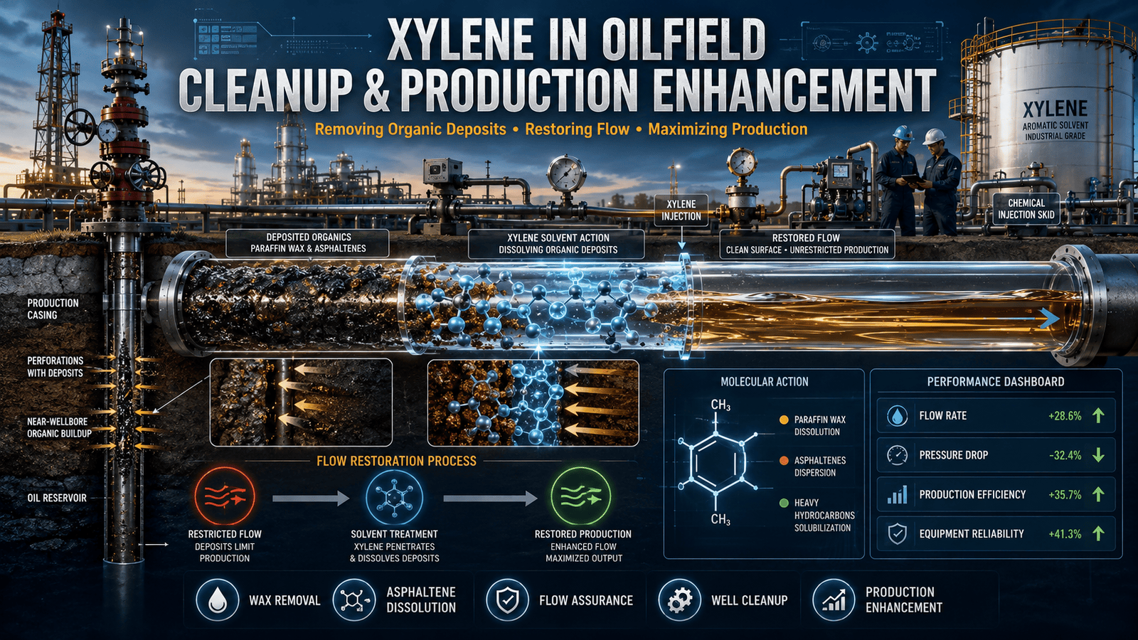 Xylene as a Solvent in Oilfield Cleanup and Production Enhancement